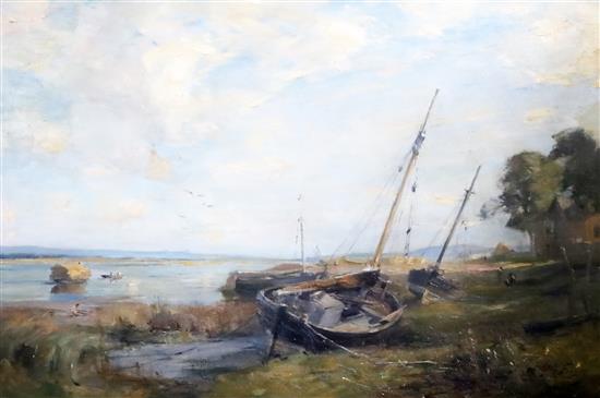 § William Miller Fraser (1864-1961) Beached boats, Newburgh on Tay 24 x 36in.